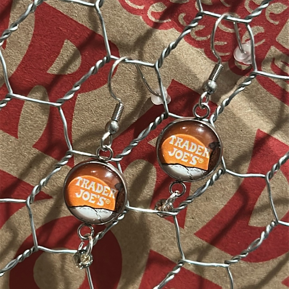 Trader Joe’s earrings 12mm abstract art orange